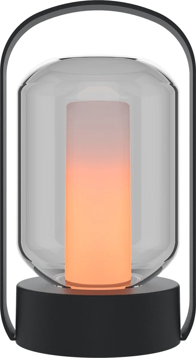 Oplaadbare Tafellamp Como - Draadloos - Vuureffect - Warm Wit Licht - Accu - Touch - Waterdicht - Decoratie voor Tuin, Woonkamer, Slaapkamer - Sfeerverlichting von Calex in Schwarz – Produktfoto