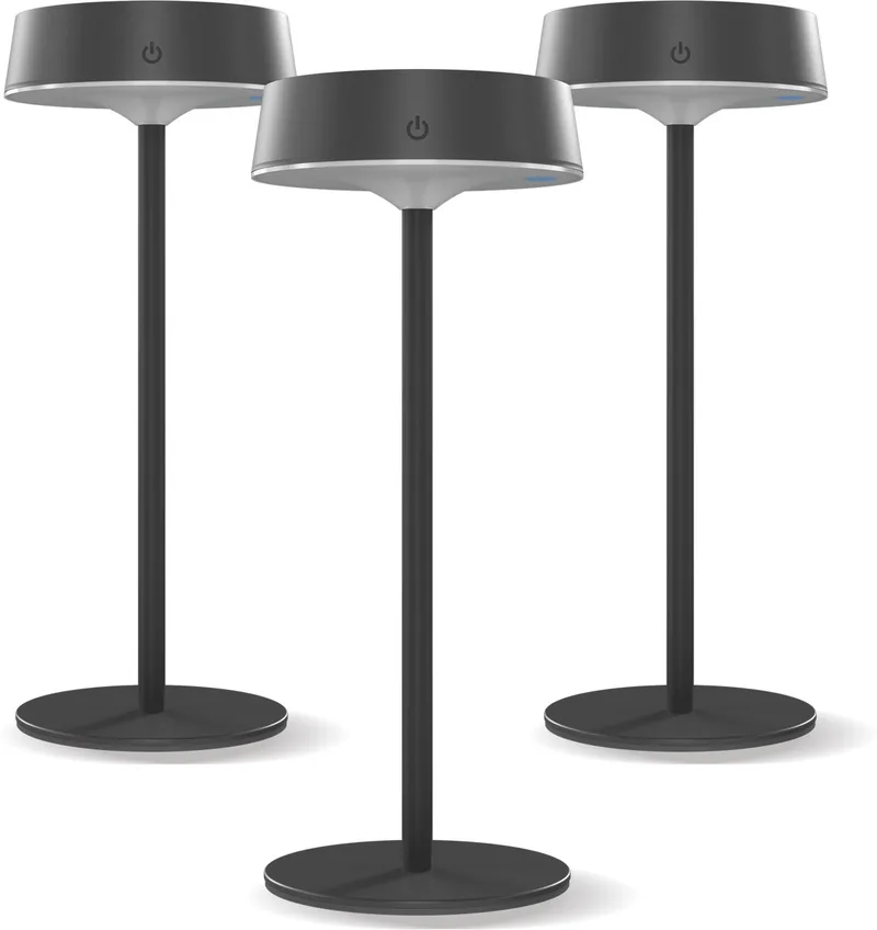 Parma Solar Tafellamp - 3 Stuks - Oplaadbaar - Warm Wit Licht - Zonne-energie - Dimbaar - Zwart von Calex in Zwart-3-Stuks – Produktfoto