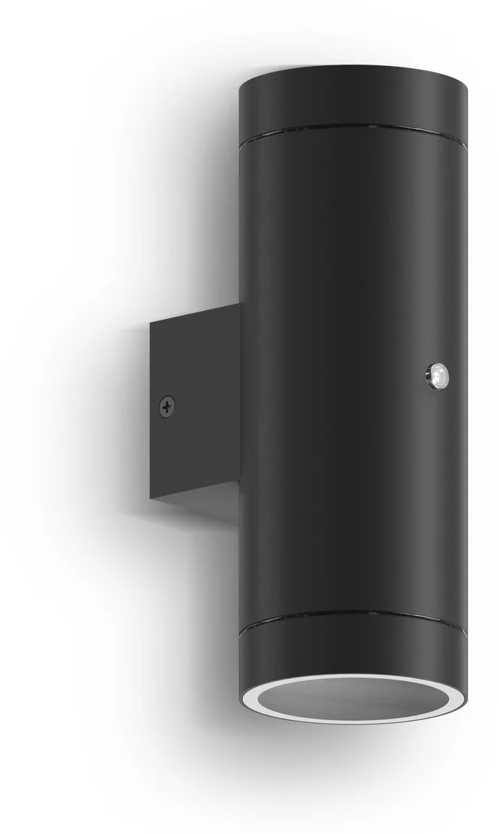Pavia Wandlamp - 2x GU10 - Buitenlamp met Dag en Nacht Sensor - Moderne Tuinverlichting de Calex en Noir – photo produit