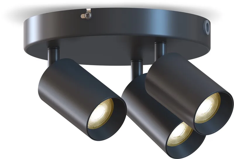Plafondlamp - 3-Lichts - Opbouwspot - Rond - Zwart - Goud de Calex en Zwart-Goud-Rond – photo produit