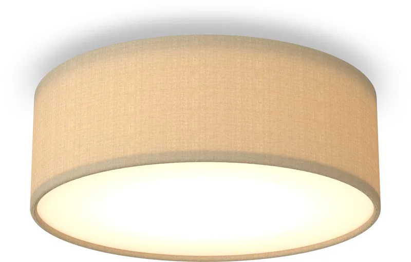Plafondlamp, Stoffen Kap, Excl. E27 Fitting, Moderne Ronde Plafonnière, 30 cm de Calex en Taupe – photo produit