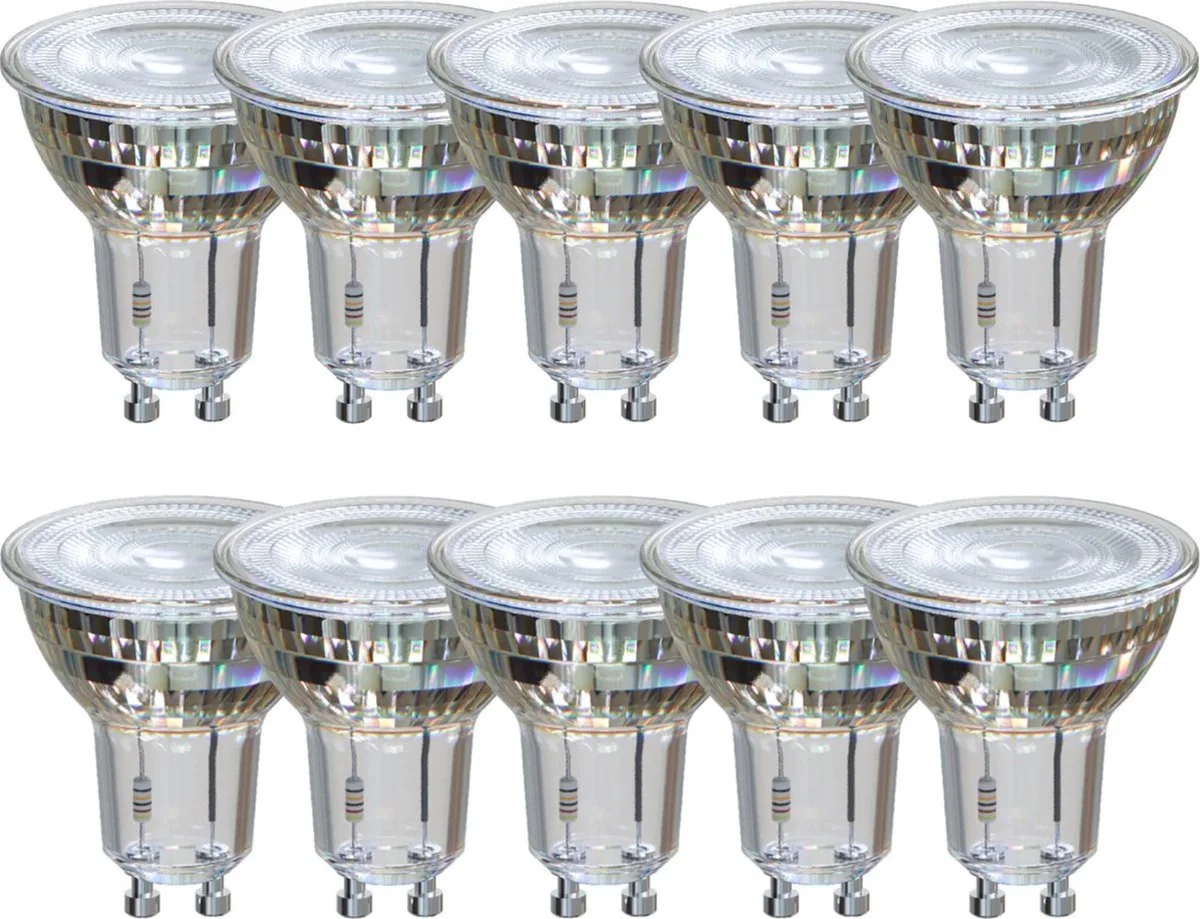 Reflector Spot - GU10 LED Lamp - Set van 10 stuks - 5W - Inbouwspot - Warm Wit Licht - Dimbaar - Voordeelverpakking de Calex – photo produit