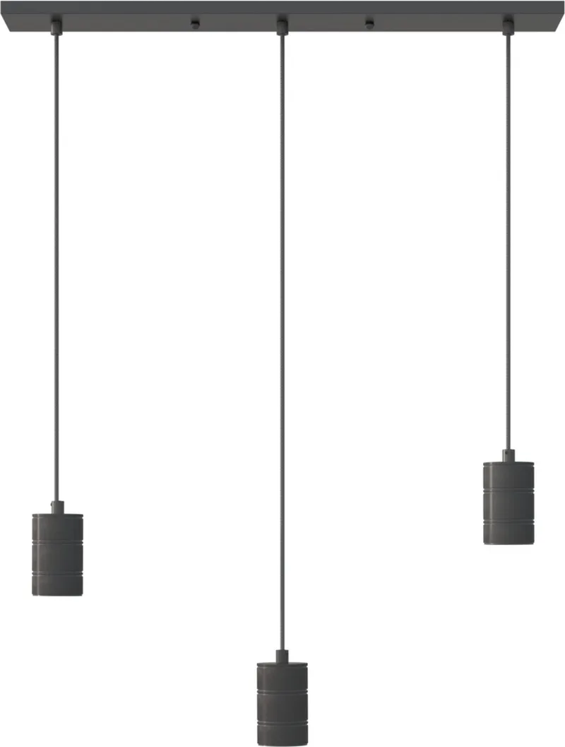 Retro Plafondlamp - 3x E27 - Hanglamp Industrieel - 10 x 70 cm Pendellamp de Calex en Noir – photo produit