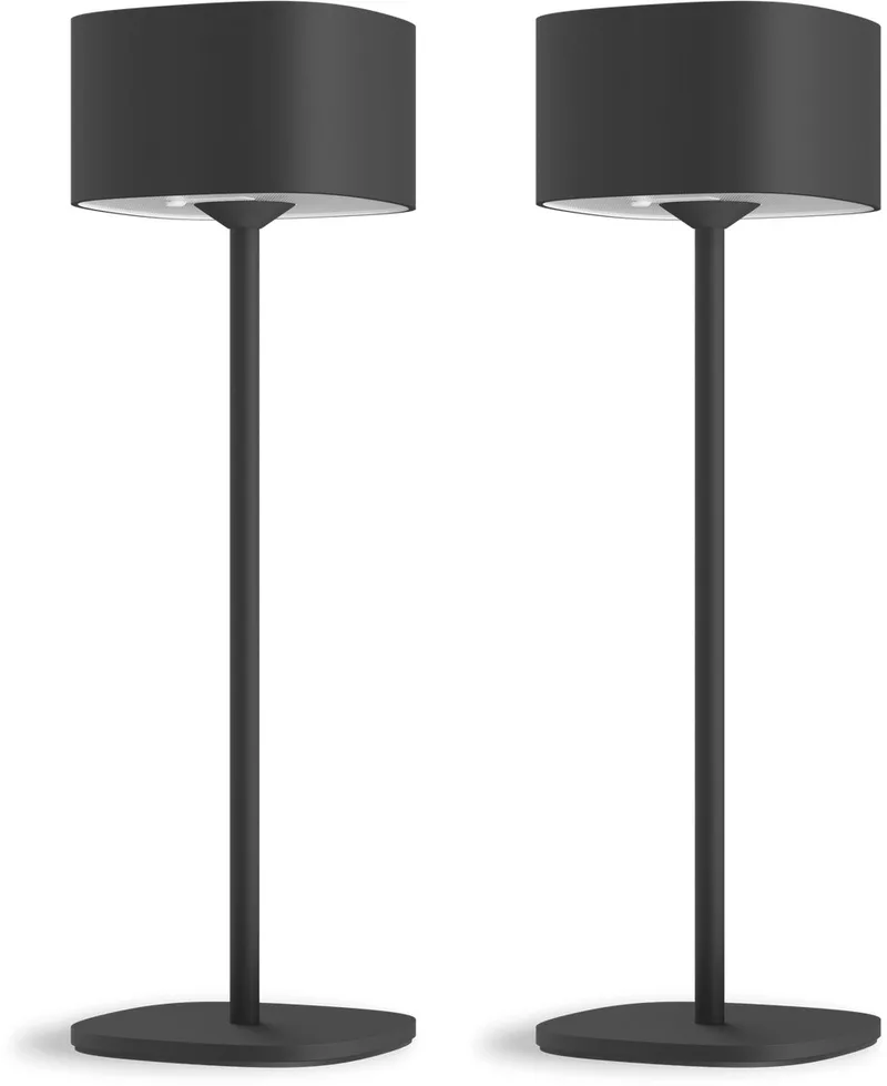 Serino Oplaadbare Tafellamp - 2 Stuks - Draadloos - Binnen en Buiten - Warm Wit Licht - Dimbaar - Zwart de Calex en Zwart-2-Stuks – photo produit