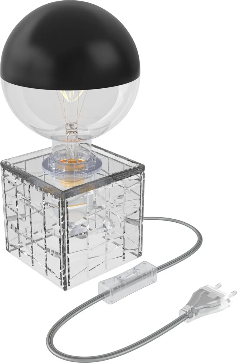 Tafellamp Glas Vierkant - E27 Fitting - Excl. lichtbron by Calex in Helder – product photo