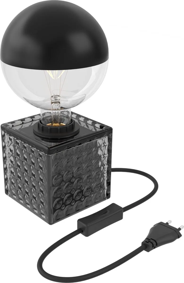 Tafellamp Glas Vierkant - E27 Fitting - Excl. lichtbron de Calex en Noir – photo produit
