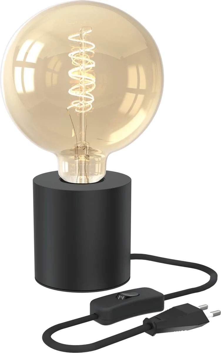 Tafellamp Rond - E27 - Incl. G125 Filament lichtbron de Calex en Noir – photo produit