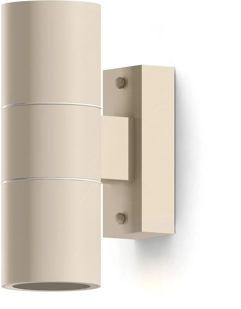 Turin Wandlamp - Buiten & Binnen - 2× GU10 fitting - cilindervorm - up & downlight - Waterdicht - zonder Lichtbron - Zandkleur von Calex in Zand – Produktfoto