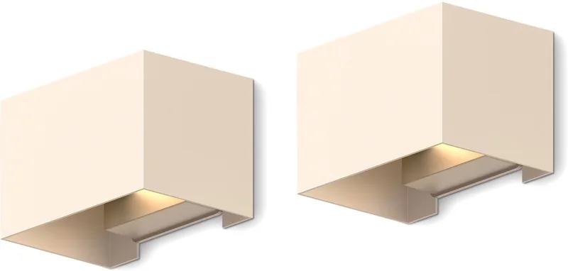 Venice Wandlamp - Buiten & Binnen - Warm Wit up & down Licht - verstelbare Lichtstraal - Waterdicht - Zandkleur - 2-pack von Calex in Zand 2-Stuks – Produktfoto