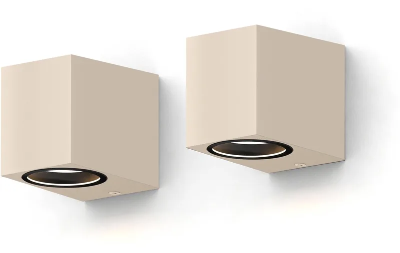 Wandlamp Downlight Sanremo – GU10 – IP54 Water- en Stofbestendig – Geschikt voor Binnen en Buiten – Rechthoek – Zand – 2-Pack de Calex en Zand 2-Stuks – photo produit