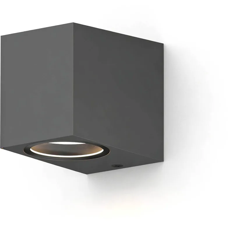 Wandlamp Downlight Sanremo - GU10 - IP54 Water- en Stofbestendig - Geschikt voor Binnen en Buiten - Eenvoudige installatie - Rechthoek von Calex in Anthrazit – Produktfoto