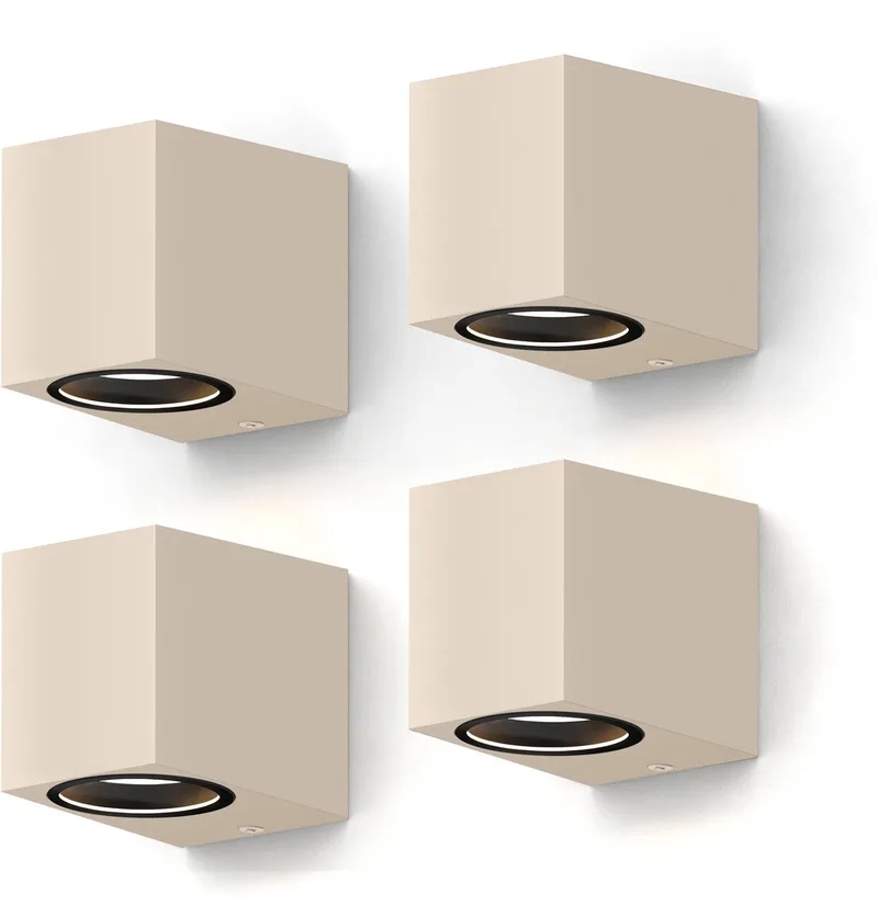 Wandlamp Downlight Sanremo – GU10 – IP54 Water- en Stofbestendig – Geschikt voor Binnen en Buiten – Rechthoek – Zand – 4-Pack de Calex en Zand 4-Stuks – photo produit