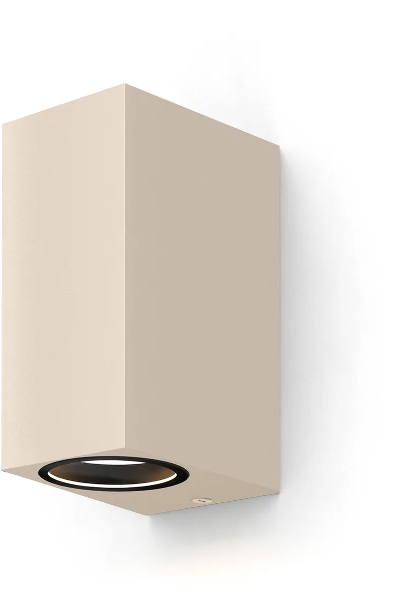Wandlamp Up & Downlight Bergamo – 2× GU10 – IP54 Water- en Stofbestendig – Geschikt voor Binnen en Buiten – Eenvoudige installatie – Rechthoek – Zwart fra Calex i Zand – produktbillede