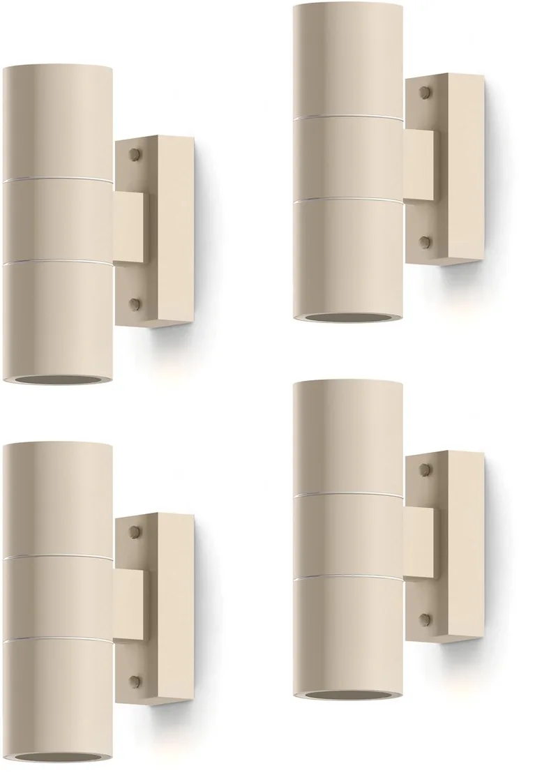 Wandlamp Up & Downlight Turin - 2x GU10 - IP54 Water- en Stofbestendig - Geschikt voor Binnen en Buiten - Eenvoudige installatie - Cilinder - Zand – 4-Pack från Calex i Zand 4-Stuks – produktbild
