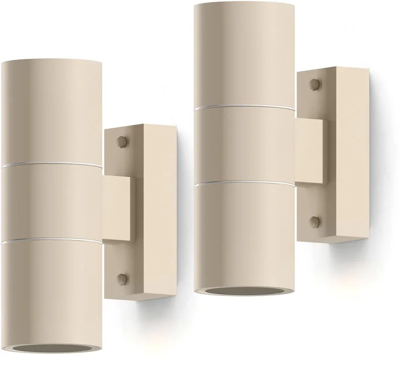 Wandlamp Up & Downlight Turin - 2x GU10 - IP54 Water- en Stofbestendig - Geschikt voor Binnen en Buiten - Eenvoudige installatie - Cilinder - Zand – 2-Pack från Calex i Zand 2-Stuks – produktbild