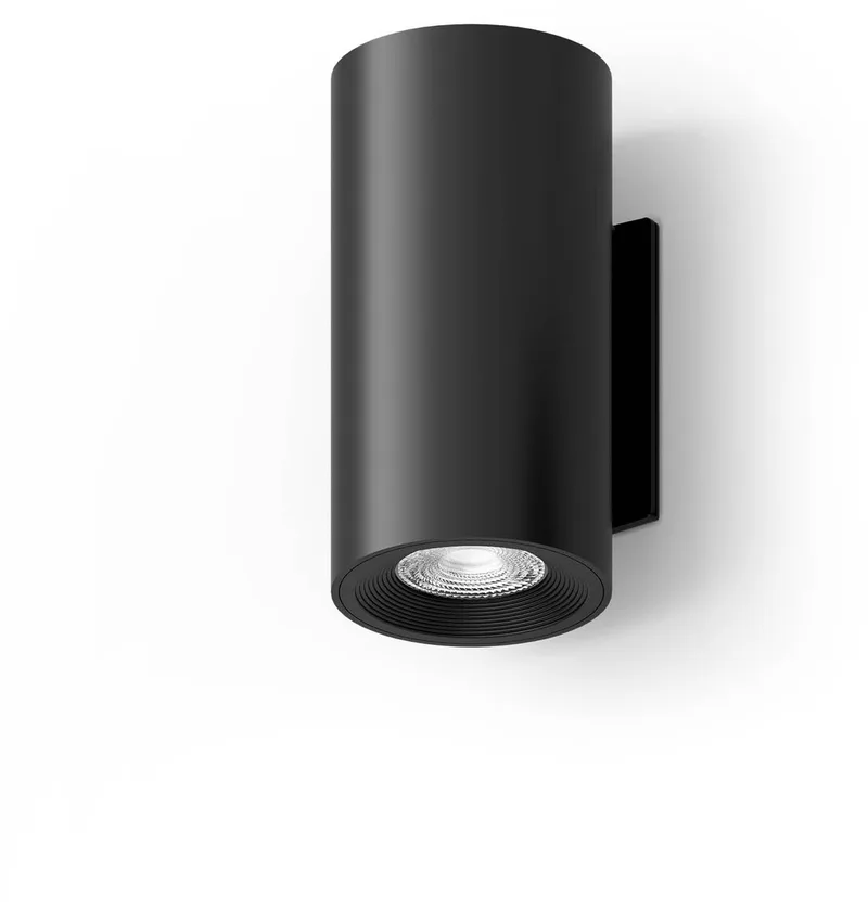 Wandlamp Up & Downlight Valmer – Geïntegreerde LED – Oplaadbaar – IP44 Spatwaterbestendig – Geschikt voor Binnen en Buiten – Cilindervorm von Calex in Schwarz – Produktfoto