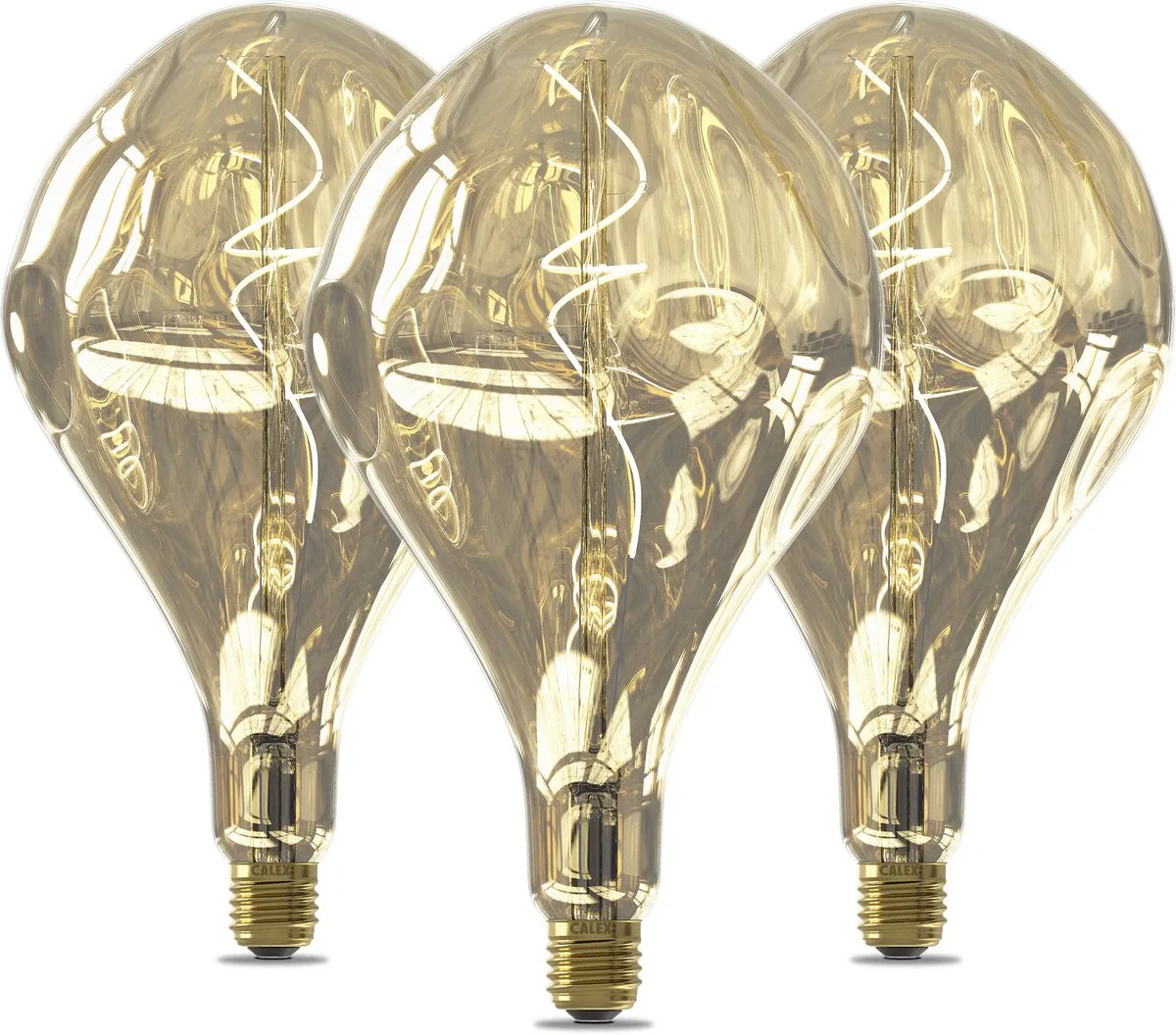 XXL LED Lamp E27 - Champagne - Filament - 100lm - 1800K Warm Wit Licht - 3-pack by Calex – product photo