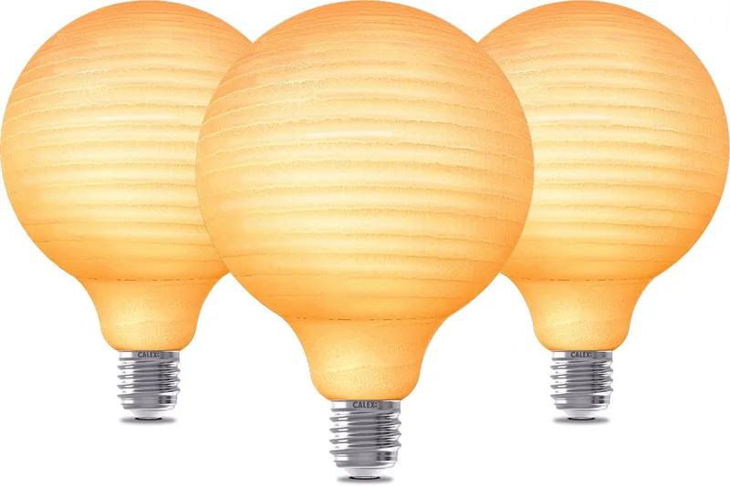 XXL LED Lamp E27 - G125 - Papyrus - Filament - 220lm - 1800K Warm Wit Licht - 3-pack von Calex – Produktfoto