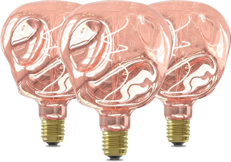 XXL LED Lamp E27 - Rose - Filament - 70lm - 1800K Warm Wit Licht - 3-pack von Calex – Produktfoto