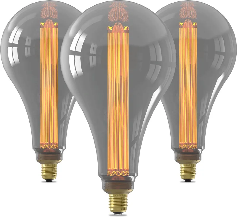 XXL LED Lamp E27 - Titanium - Filament - 60lm - 2000K Warm Wit Licht - 3-pack från Calex – produktbild
