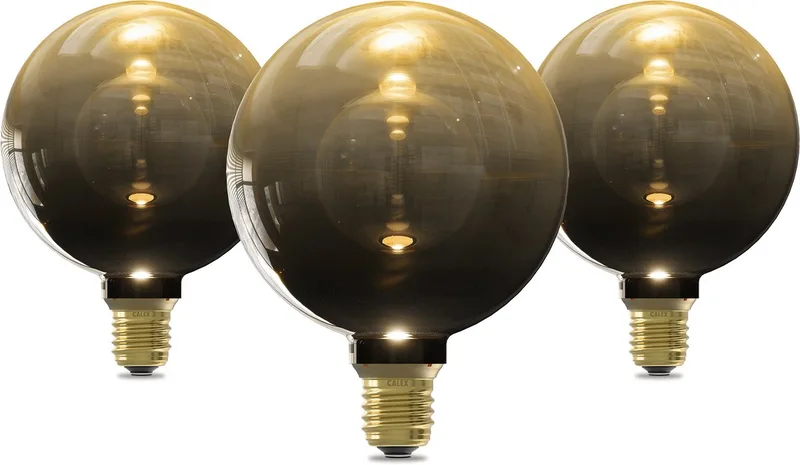 XXL LED Lamp E27 - Zwart Goud - 80lm - 1800K Warm Wit Licht - 3-pack de Calex – photo produit
