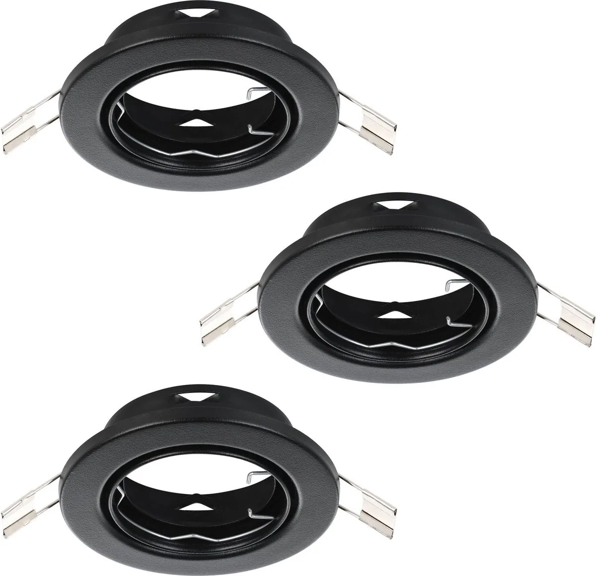 Agulo 1 Inbouwspot - GU10 - Ø 8.5 cm - Set van 3 stuks - Kantelbaar de EGLO en Noir – photo produit