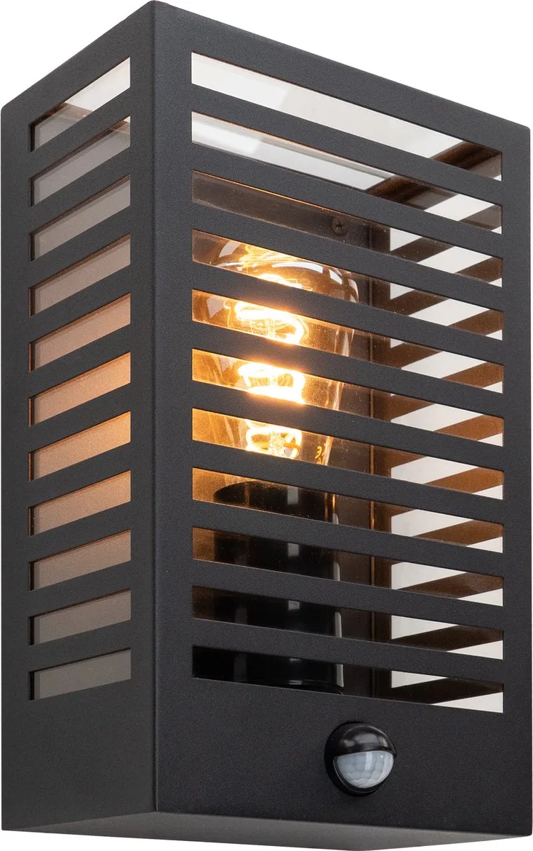 Alamonte 3 Wandlamp Buiten - E27 - 29,5 cm - Beweginssensor från EGLO i Svart – produktbild