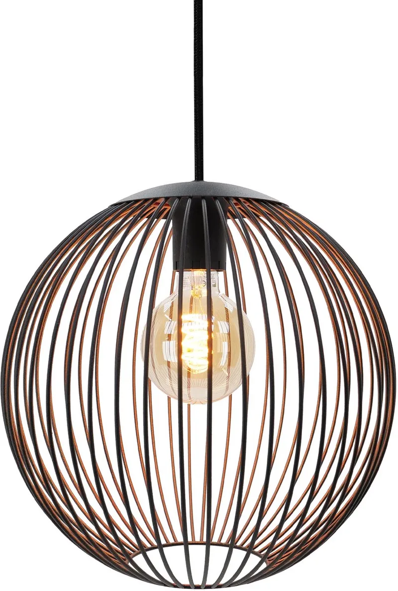 Almanzora Hanglamp - E27 - Ø 32 cm - Zwart/Koper fra EGLO i Sort – produktbillede
