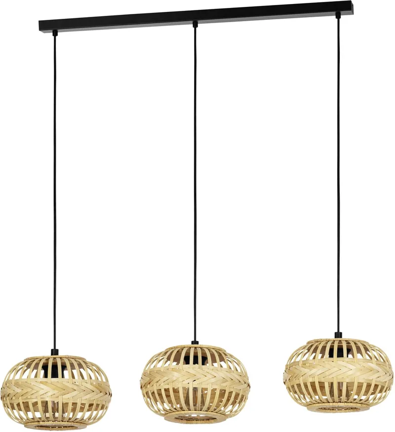 Amsfield 1 Hanglamp - E27 - 96 cm - Zwart | Hout från EGLO i Svart – produktbild
