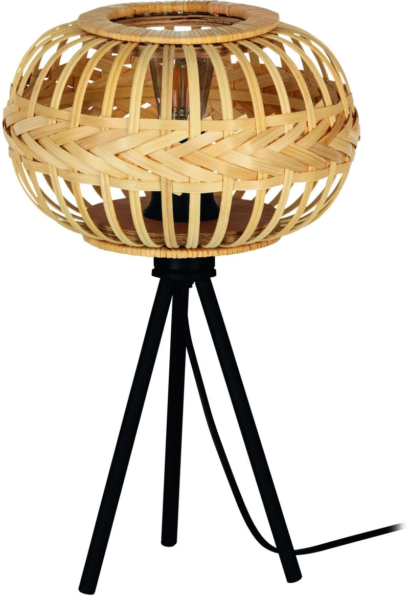 Amsfield 1 Tafellamp - E27 - 41 cm - Zwart | Hout de EGLO en Noir – photo produit