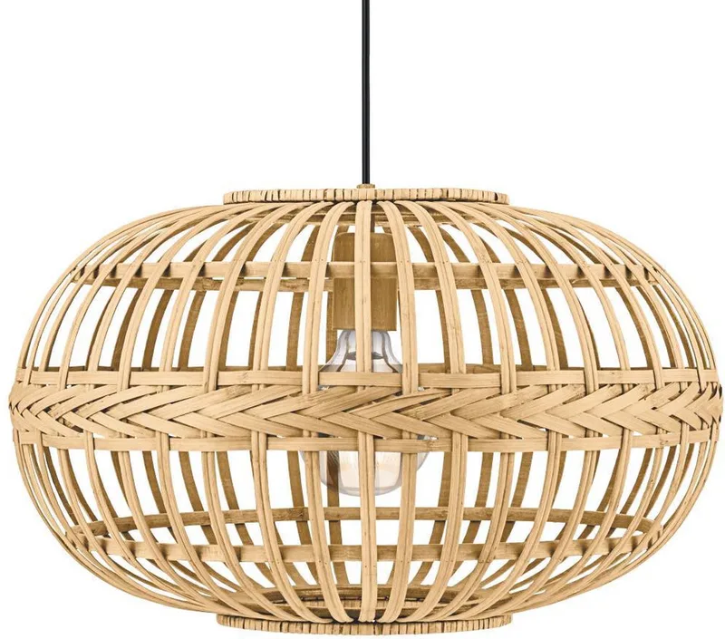 Amsfield Hanglamp - E27 - Ø 38 cm - Hout, bamboe - Bruin från EGLO i Svart – produktbild