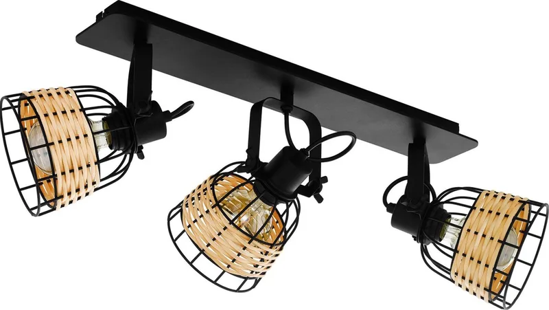 Anwick 1 Spot - E27 - 67 cm - Zwart/Rotan van EGLO in Zwart – productfoto