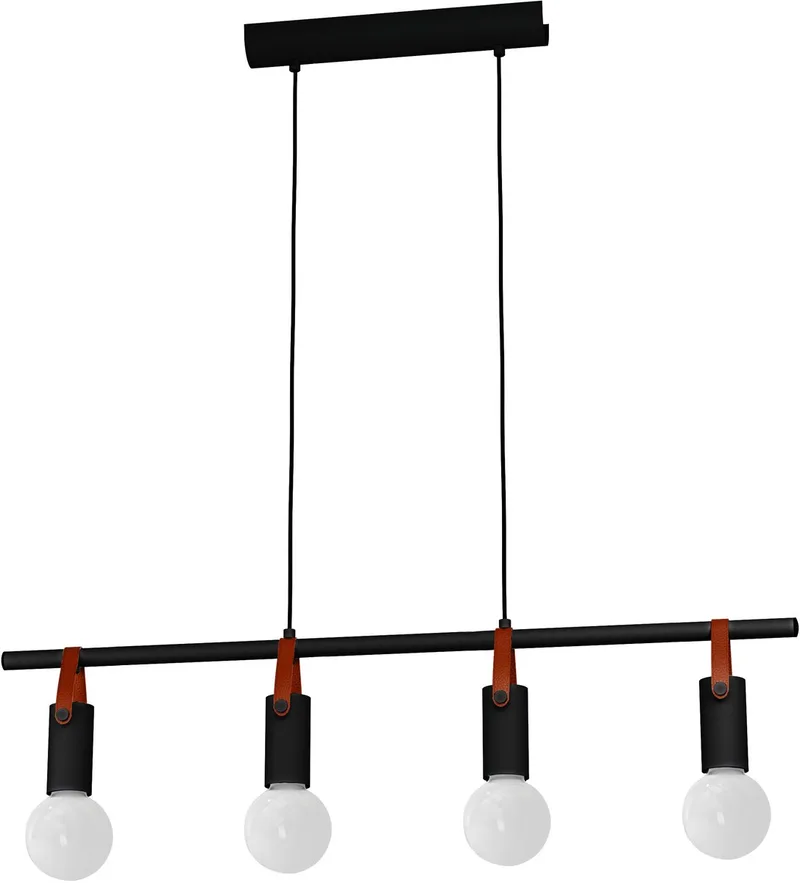 Apricale Hanglamp - E27 - Staal | Leer - Zwart | Bruin by EGLO in Black – product photo