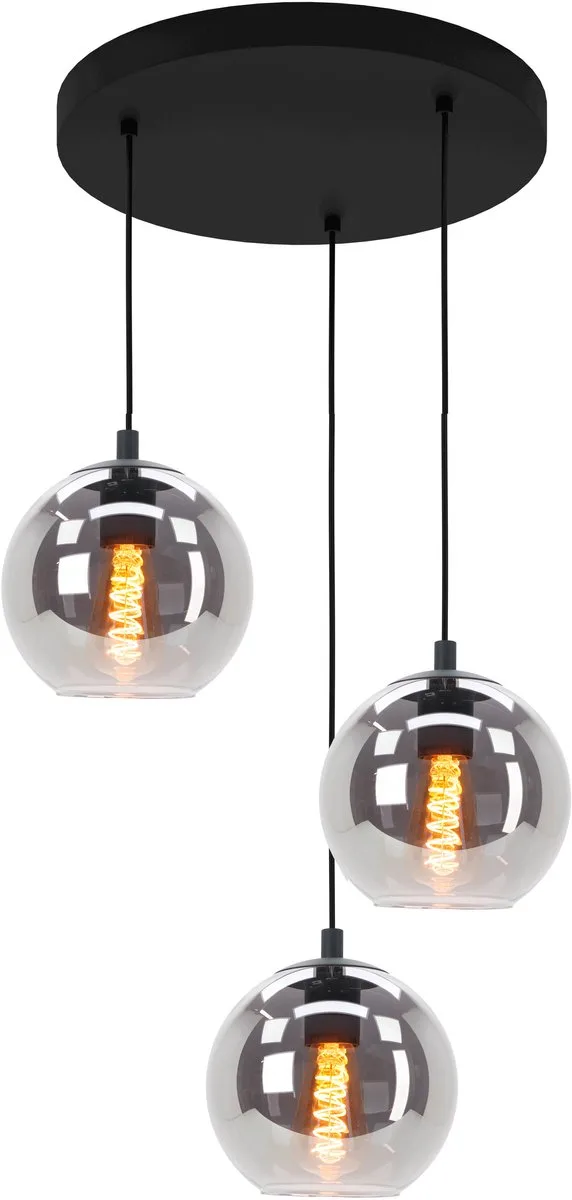 Ariscani Hanglamp - Ø 42,5 cm - Rookglas - Smoke glas fra EGLO i Sort – produktbillede