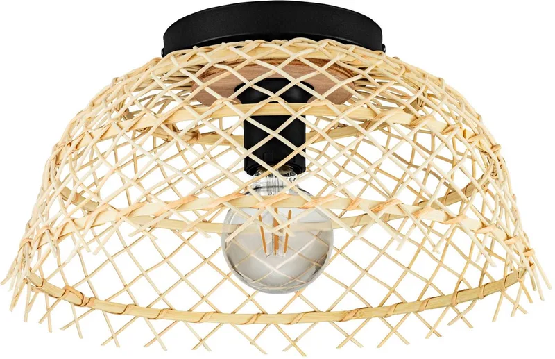 Ausnby Plafondlamp - E27 - Ø 37 cm - Zwart/Hout de EGLO en Noir – photo produit