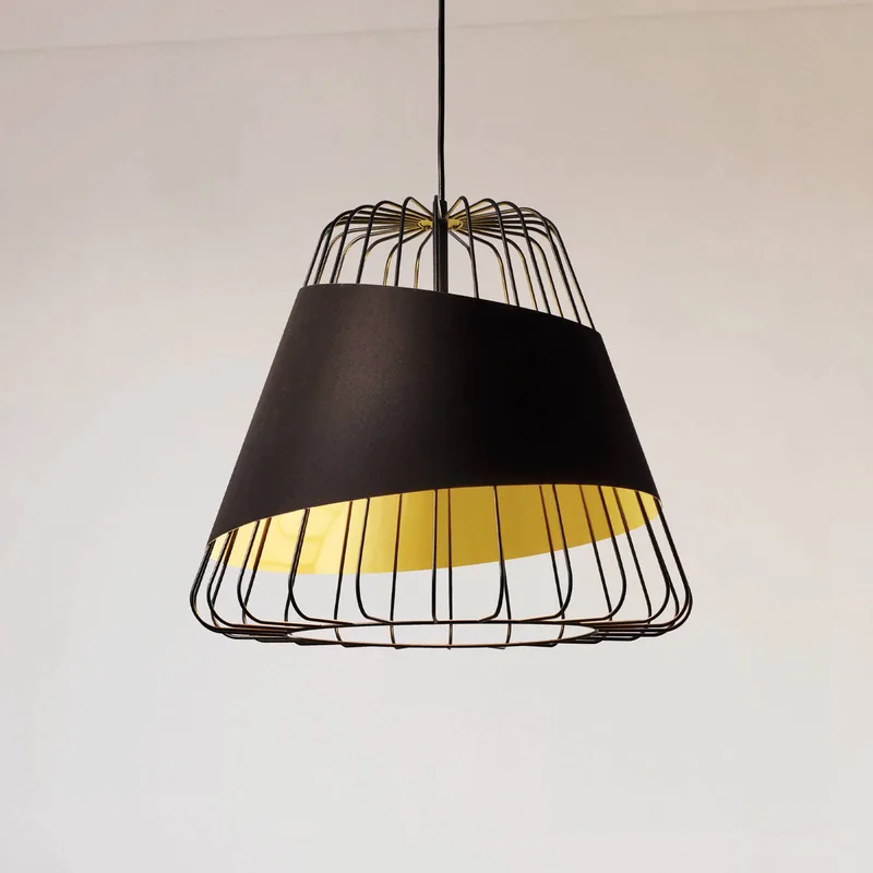 Austell hanglamp, Ø 43 cm, zwart/goud, metaal, stof von EGLO in Schwarz, Gold – Produktfoto