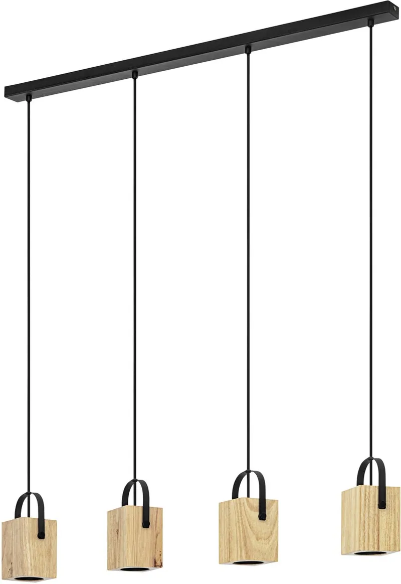 Ayles Hanglamp - GU10 - 93 cm - Zwart | Bruin - Hout von EGLO in Schwarz, Braun – Produktfoto