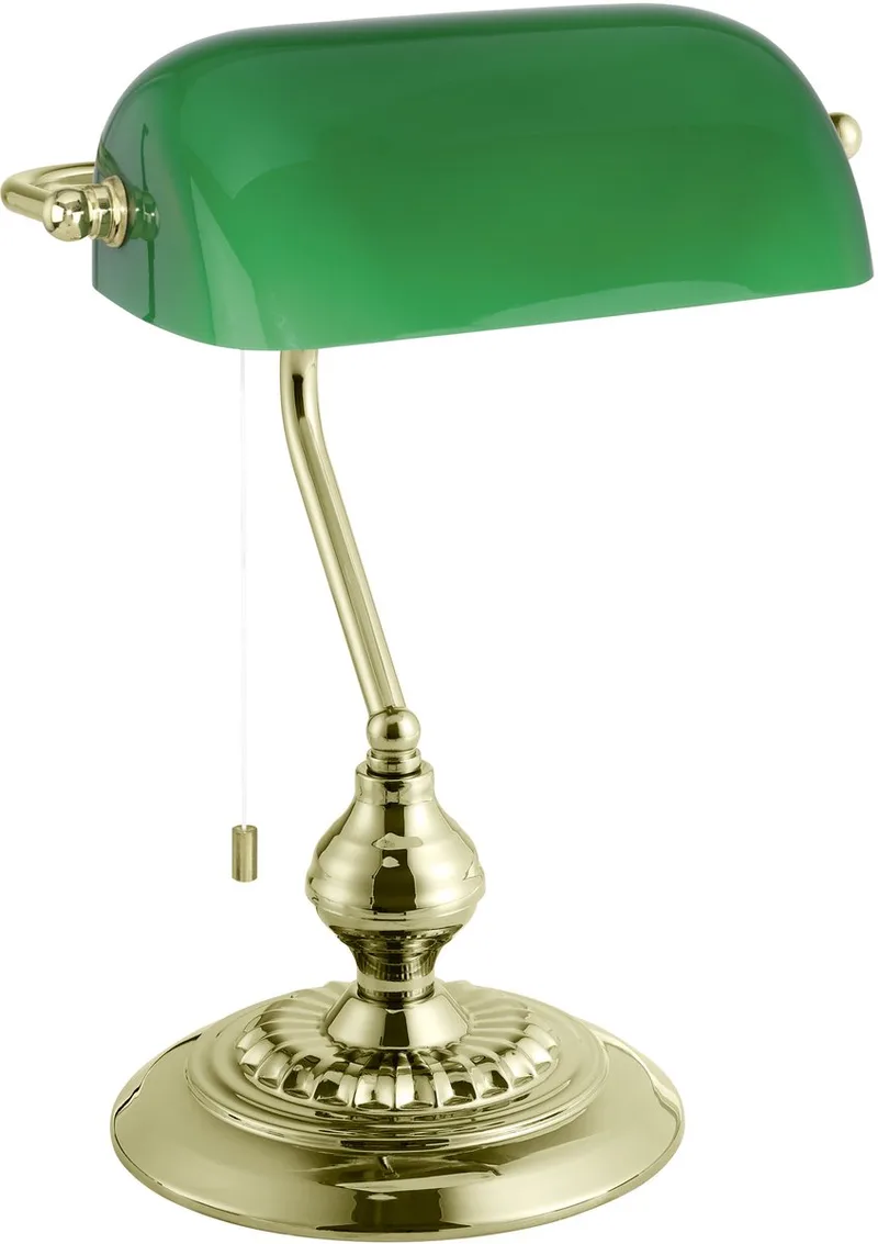 Banker - Bureaulamp - Tafellamp - E27 - 39 cm - Goud/Groen by EGLO in Green – product photo