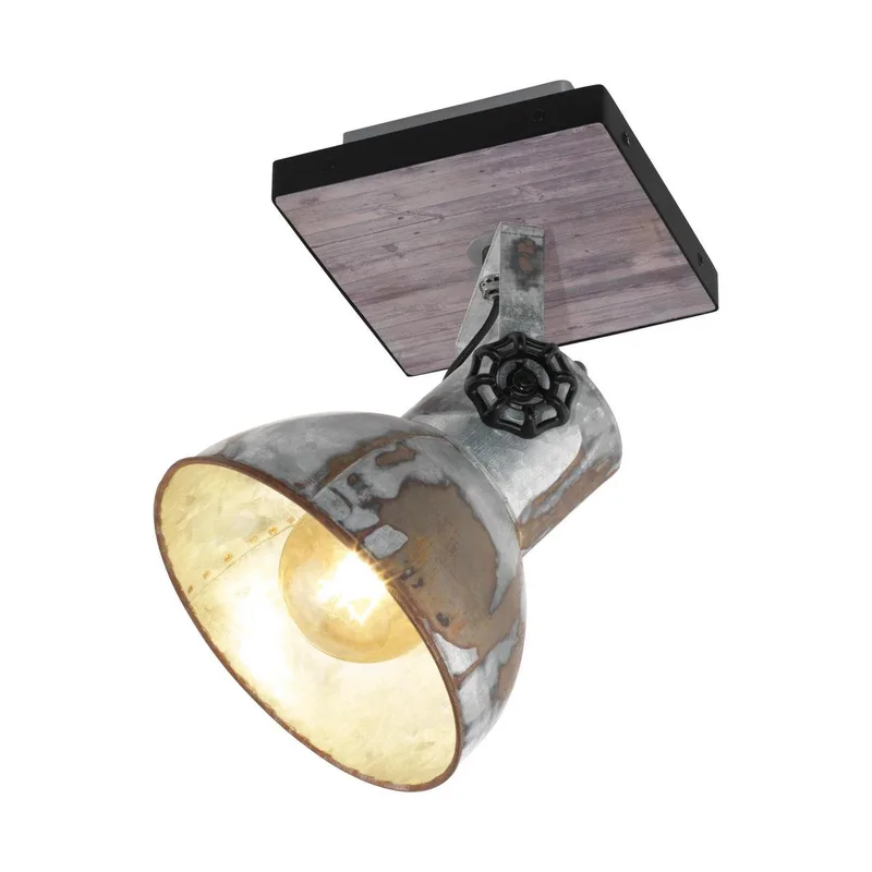 Loftlampe Barnstaple i industridesign, 1 lyskilde fra EGLO i Bruin-patina, Sort, Oud-zink look – produktbillede