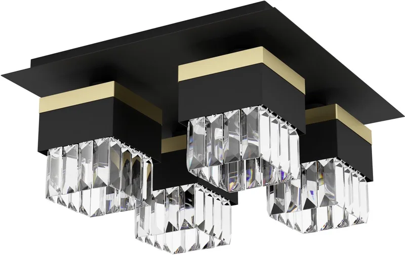 Barrancas Plafondlamp - E14 - 38 cm - Zwart | Goud by EGLO in Black, Gold – product photo