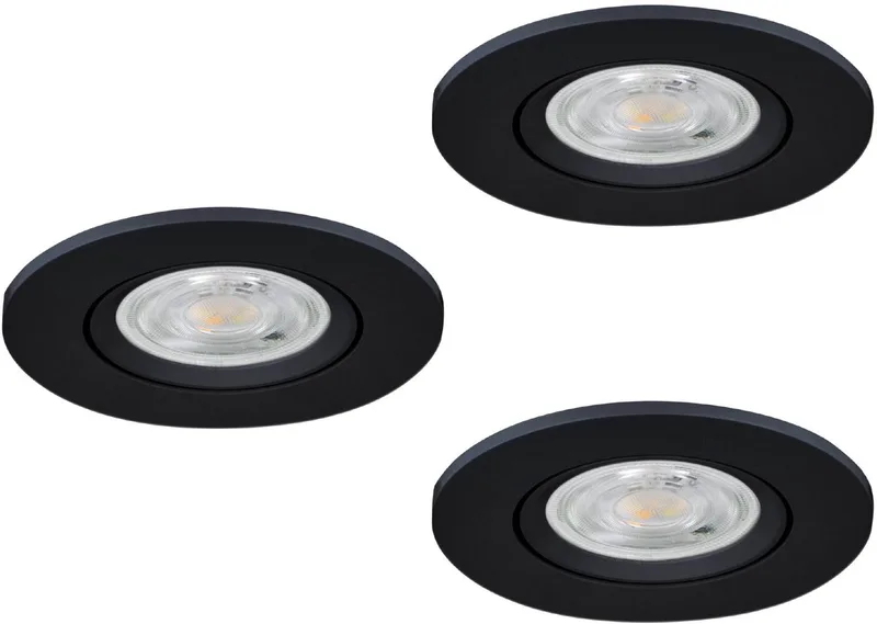Barranco Inbouwspot - Badkamer - GU10 - Ø 8.4 cm - Set van 3 stuks by EGLO in Black – product photo