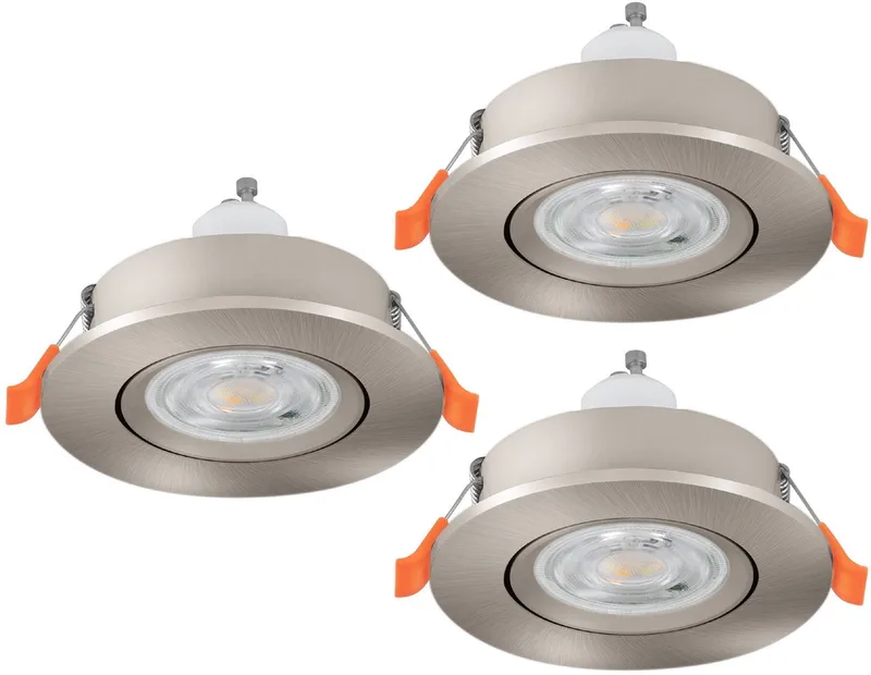 Barranco Inbouwspot - GU10 - Ø 9 cm - Set van 3 stuks - Kantelbaar de EGLO en Gris – photo produit
