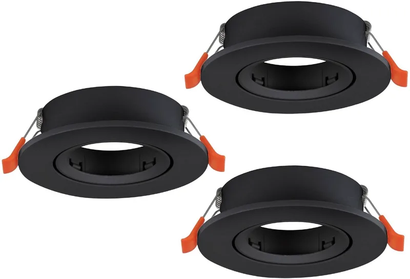 Barranco Inbouwspot - GU10 - Ø 9 cm - Set van 3 stuks - Kantelbaar de EGLO en Noir – photo produit