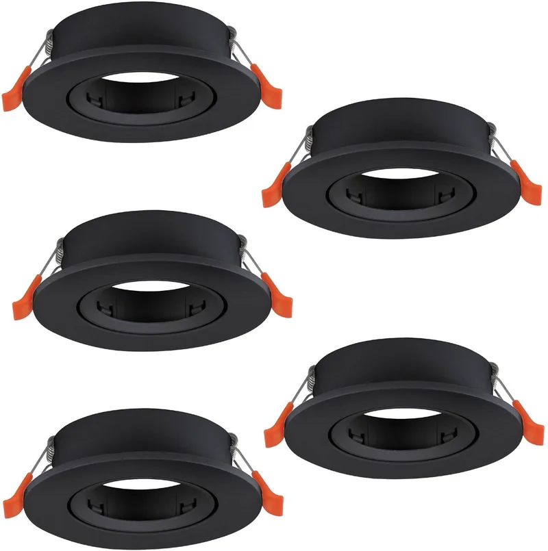 Barranco Inbouwspot - GU10 - Ø 9 cm - Set van 5 stuks - Kantelbaar de EGLO en Noir – photo produit