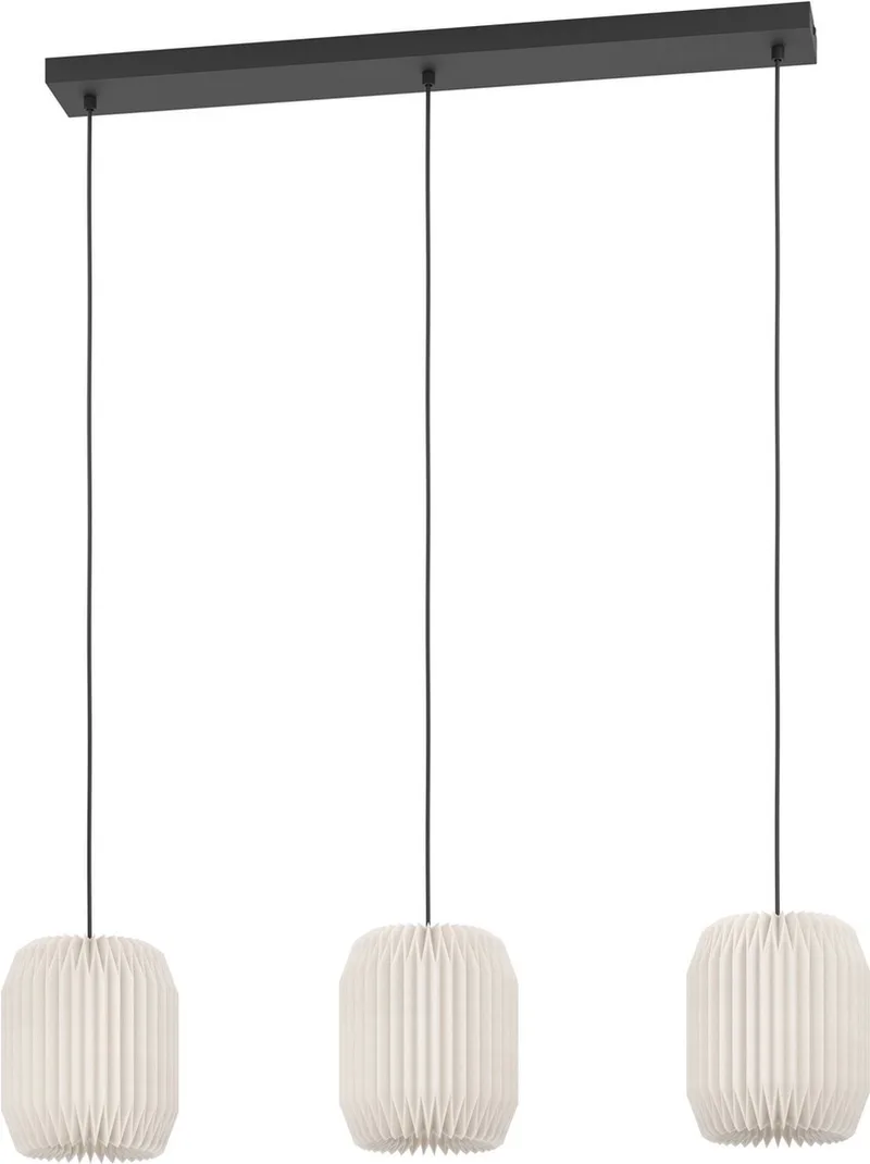 Belgrave Hanglamp - E27 - 88 cm - Zwart/Wit - Papier de EGLO en Noir – photo produit