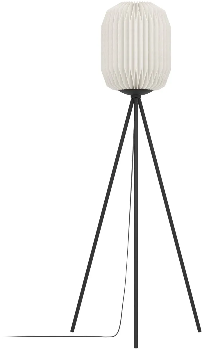 Belgrave Vloerlamp - E27 - 141,5 cm - Zwart/Wit - Papier från EGLO i Svart – produktbild