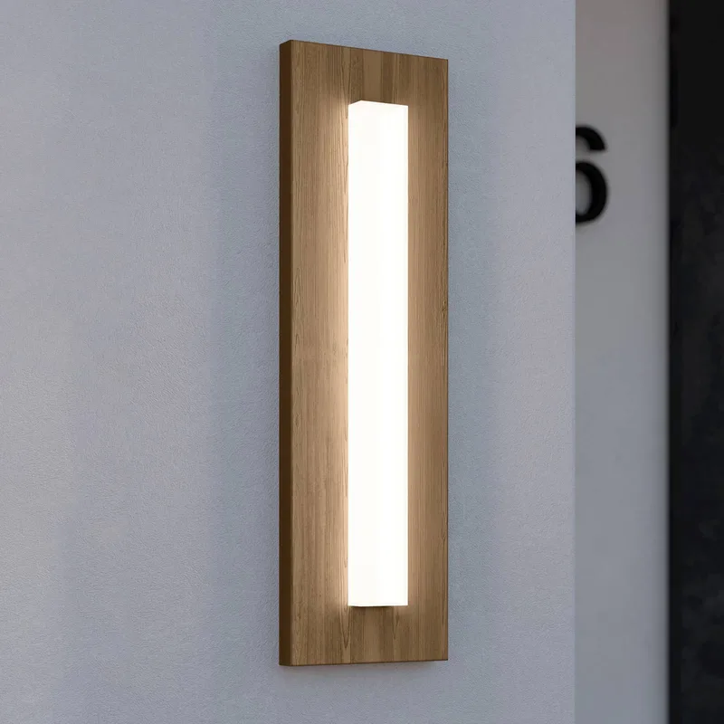 Bitetto LED buiten wandlamp, kunststof, houtlook fra EGLO i Brun, Hvid – produktbillede