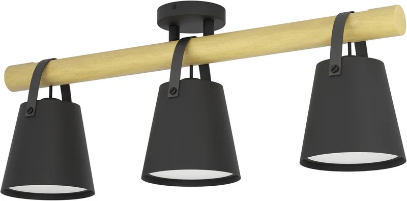 Boyle Plafondlamp - E27 - 78 cm - Zwart/Bruin/Wit fra EGLO i Sort – produktbillede