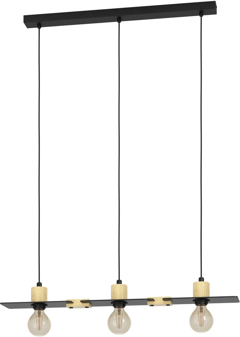 Bramerton Hanglamp - E27 - 81 cm - Zwart | Bruin de EGLO en Noir, Marron – photo produit