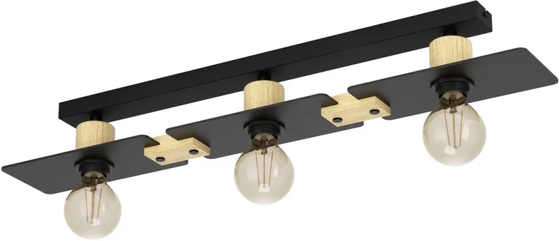 Bramerton Plafondlamp - E27 - 81 cm - Zwart | Bruin de EGLO en Noir, Marron – photo produit